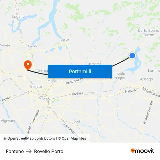 Fonteno to Rovello Porro map