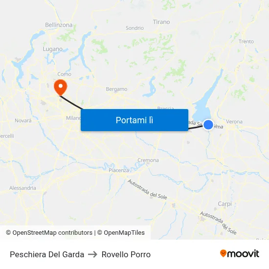 Peschiera Del Garda to Rovello Porro map