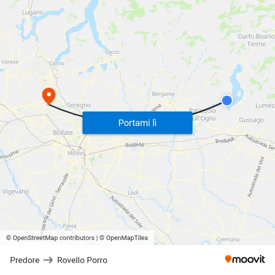Predore to Rovello Porro map
