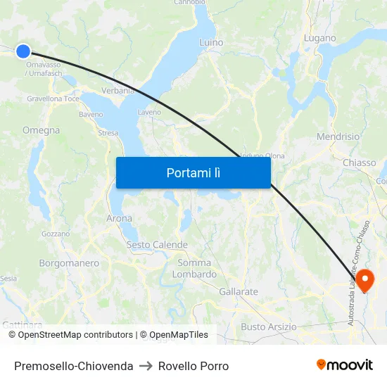 Premosello-Chiovenda to Rovello Porro map