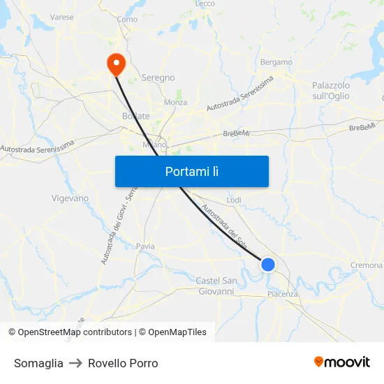 Somaglia to Rovello Porro map