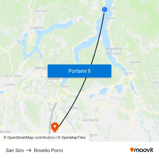 San Siro to Rovello Porro map