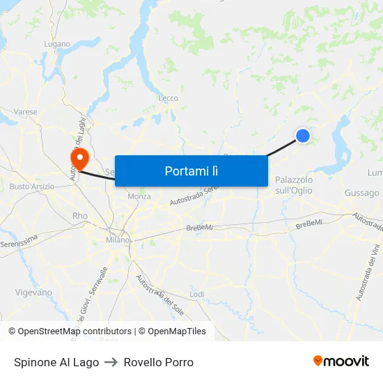 Spinone Al Lago to Rovello Porro map