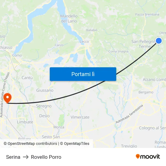 Serina to Rovello Porro map