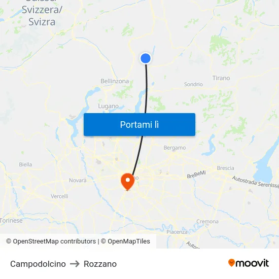 Campodolcino to Rozzano map