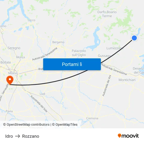 Idro to Rozzano map