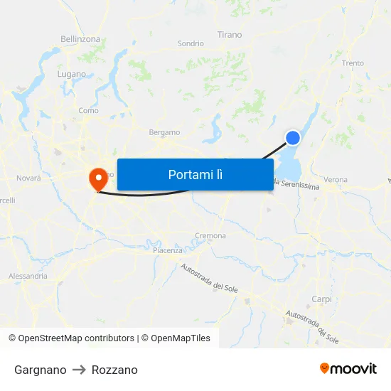 Gargnano to Rozzano map