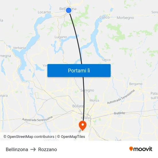 Bellinzona to Rozzano map