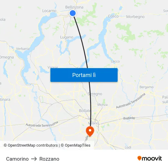 Camorino to Rozzano map
