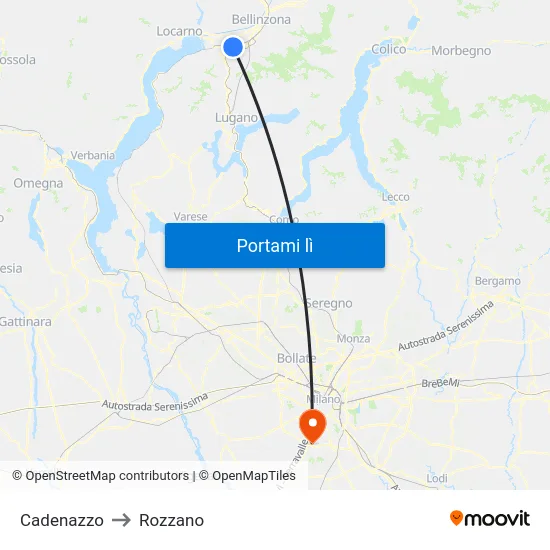 Cadenazzo to Rozzano map