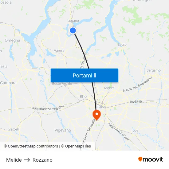 Melide to Rozzano map