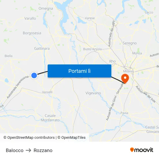 Balocco to Rozzano map