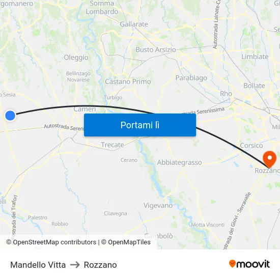 Mandello Vitta to Rozzano map