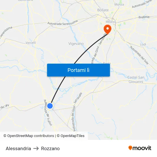 Alessandria to Rozzano map