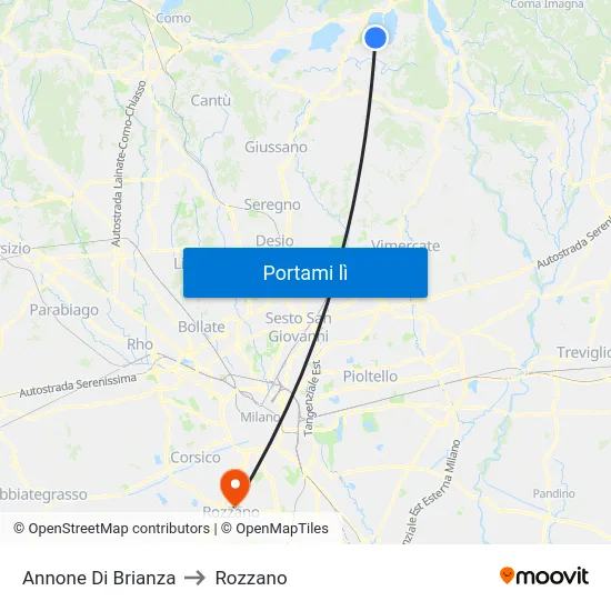 Annone Di Brianza to Rozzano map