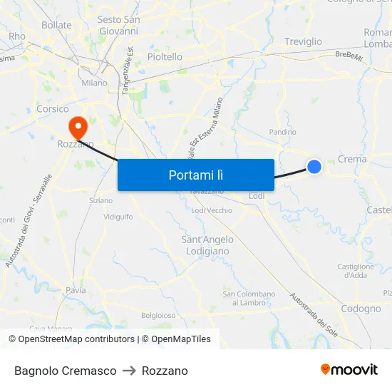 Bagnolo Cremasco to Rozzano map