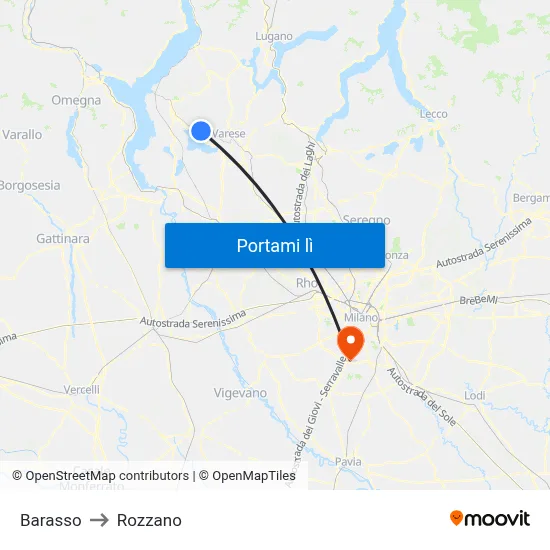 Barasso to Rozzano map