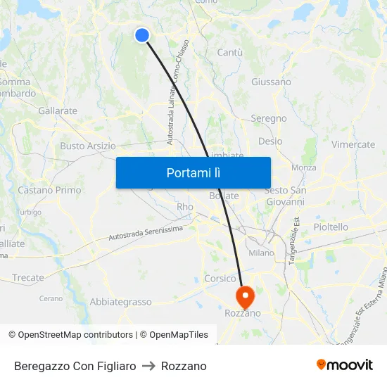 Beregazzo Con Figliaro to Rozzano map