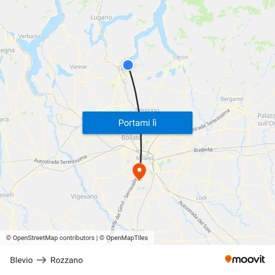 Blevio to Rozzano map