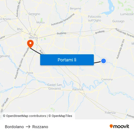 Bordolano to Rozzano map