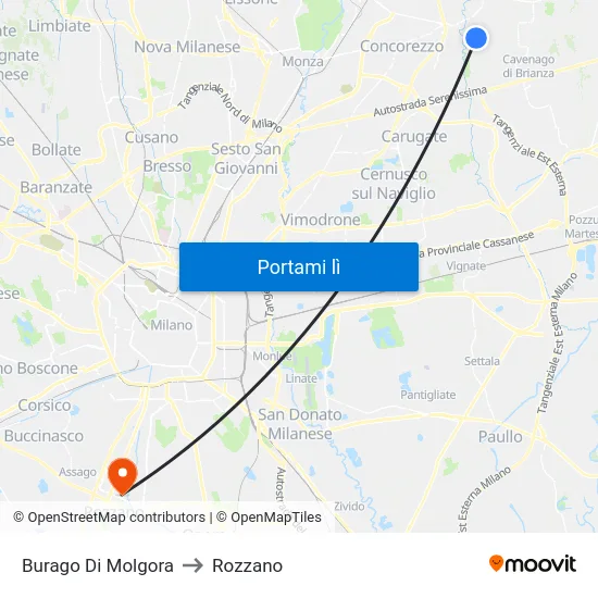 Burago Di Molgora to Rozzano map