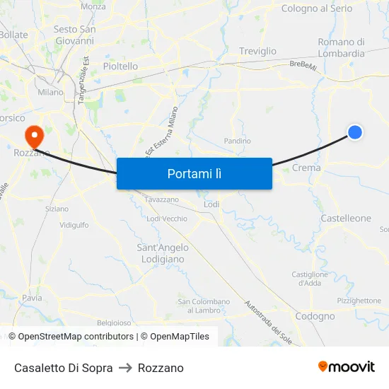 Casaletto Di Sopra to Rozzano map