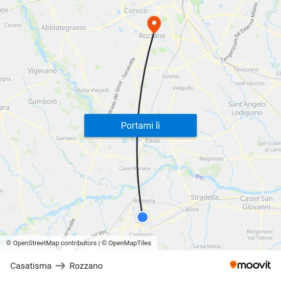 Casatisma to Rozzano map