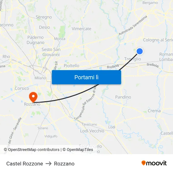 Castel Rozzone to Rozzano map