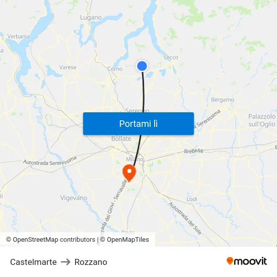 Castelmarte to Rozzano map