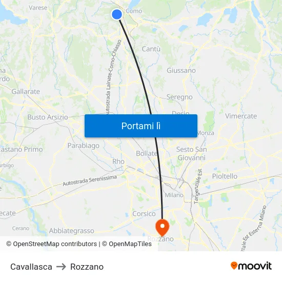 Cavallasca to Rozzano map