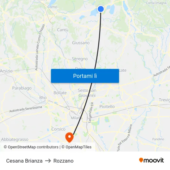 Cesana Brianza to Rozzano map