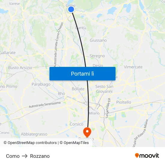 Como to Rozzano map