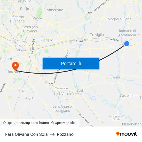 Fara Olivana Con Sola to Rozzano map