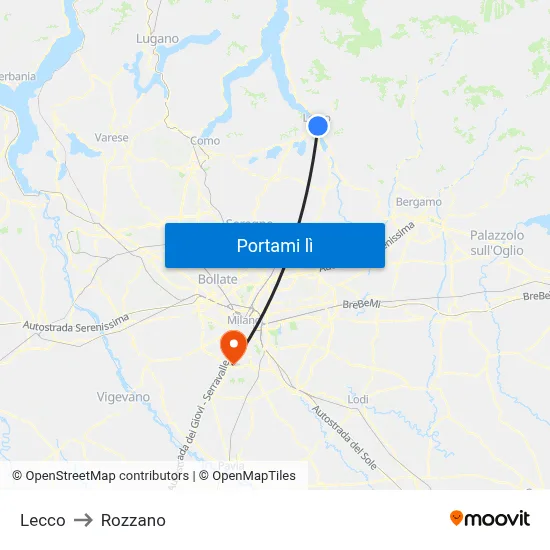 Lecco to Rozzano map