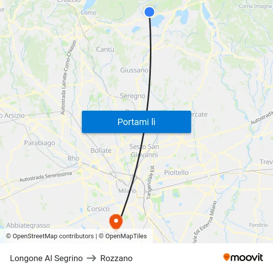 Longone Al Segrino to Rozzano map