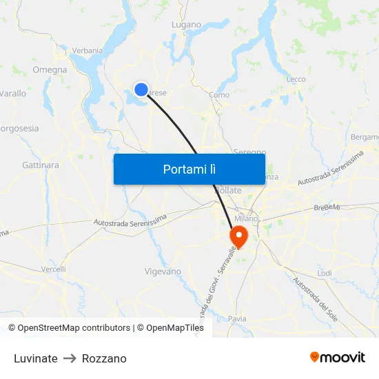 Luvinate to Rozzano map