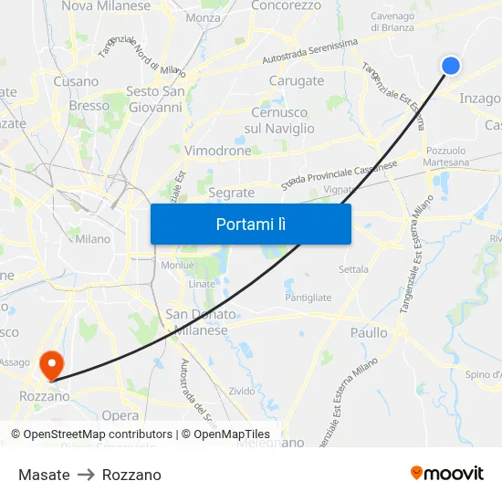 Masate to Rozzano map