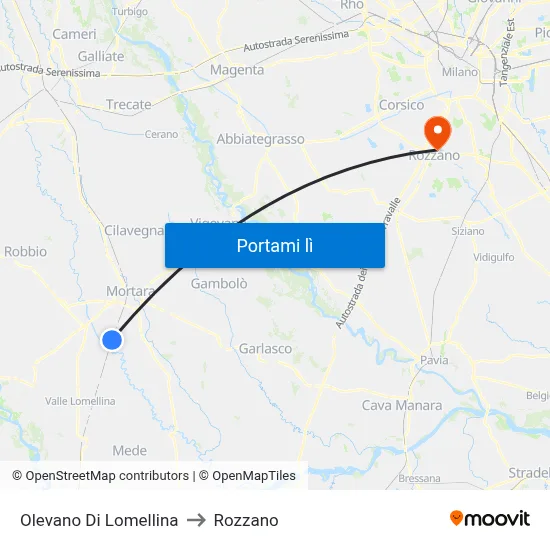 Olevano Di Lomellina to Rozzano map