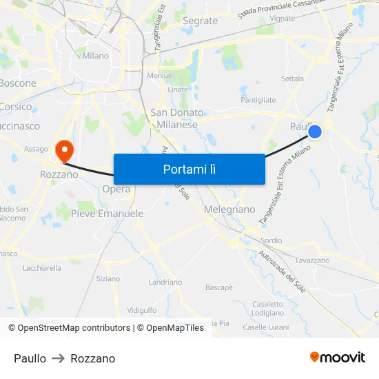 Paullo to Rozzano map
