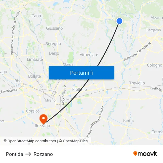 Pontida to Rozzano map