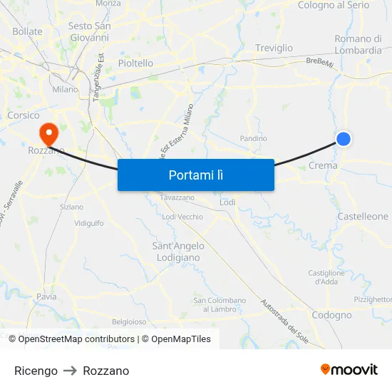 Ricengo to Rozzano map