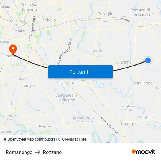 Romanengo to Rozzano map