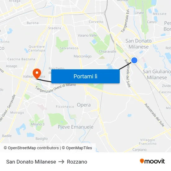 San Donato Milanese to Rozzano map