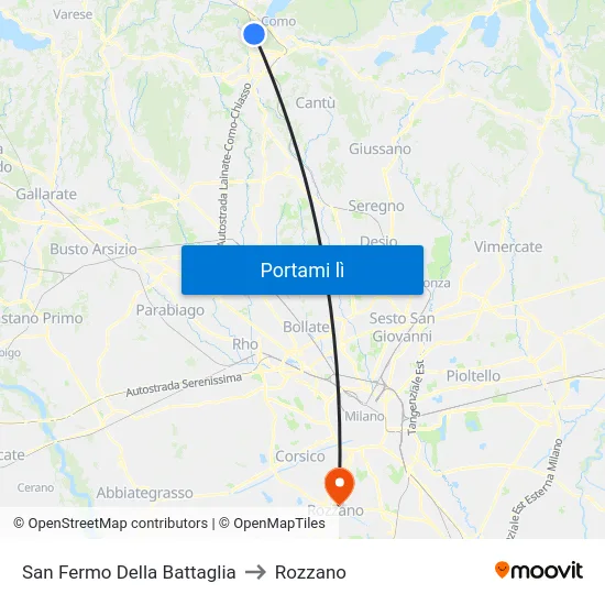 San Fermo Della Battaglia to Rozzano map