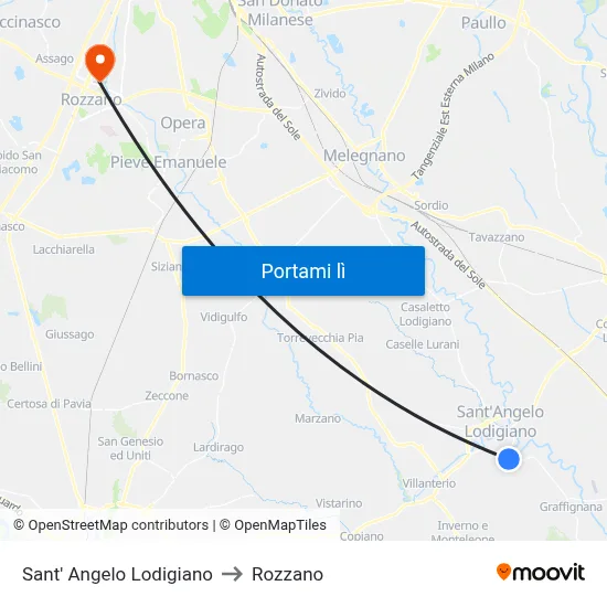 Sant' Angelo Lodigiano to Rozzano map