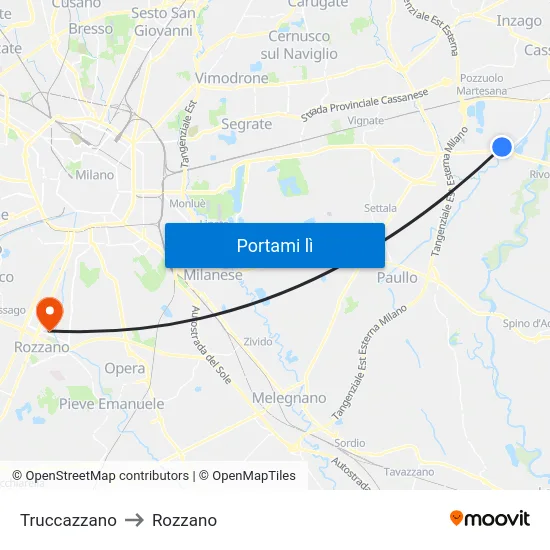 Truccazzano to Rozzano map