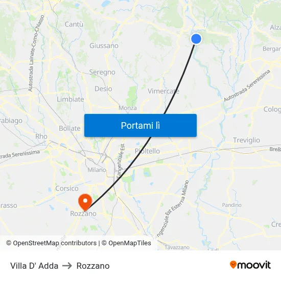 Villa D' Adda to Rozzano map