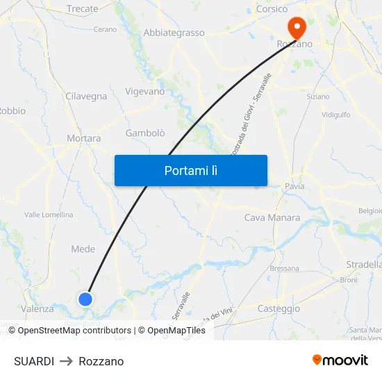SUARDI to Rozzano map