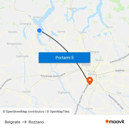 Belgirate to Rozzano map