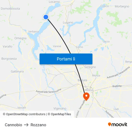 Cannobio to Rozzano map